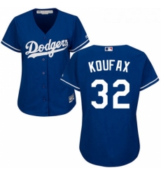 Womens Majestic Los Angeles Dodgers 32 Sandy Koufax Authentic Royal Blue Alternate Cool Base MLB Jersey