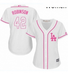 Womens Majestic Los Angeles Dodgers 42 Jackie Robinson Replica White Fashion Cool Base MLB Jersey