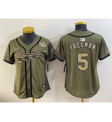 Youth Los Angeles Dodgers  5 Freddie Freeman Olive 2026 Armed Forces Day Stitched Baseball Jersey