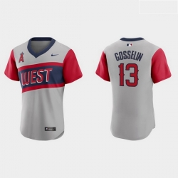 Men Los Angeles Angels 13 Phil Gosselin Men Nike Gray 2021 Little League Classic Authentic MLB Jersey