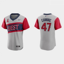 Men Los Angeles Angels 47 Griffin Canning Men Nike Gray 2021 Little League Classic Authentic MLB Jersey