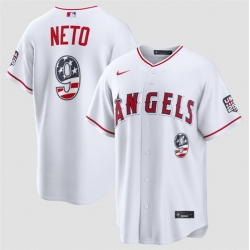 Men Los Angeles Angels  9 Zach Neto 2026 White USA 250 Fourth of July Home Stadium Stitched Baseball Jersey