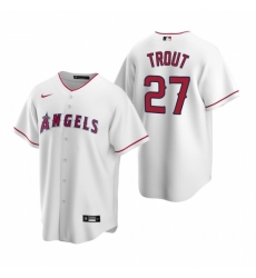 Mens Nike Los Angeles Angels 27 Mike Trout White Home Stitched Baseball Jersey