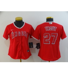 Women Angels 27 Mike Trout Red Women 2020 Nike Cool Base Jersey