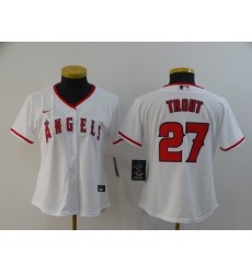 Women Angels 27 Mike Trout White Women 2020 Nike Cool Base Jersey