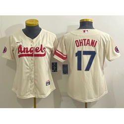 Women's Los Angeles Angels #17 Shohei Ohtani Cream 2022 City Connect Cool Base Stitched Jersey