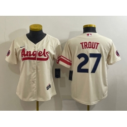 Women's Los Angeles Angels #27 Mike Trout Cream 2022 City Connect Cool Base Stitched Jersey