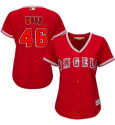 Womens Majestic Los Angeles Angels of Anaheim 46 Blake Wood Replica Red Alternate MLB Jersey 