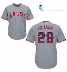 Youth Majestic Los Angeles Angels of Anaheim 29 Rod Carew Authentic Grey Road Cool Base MLB Jersey