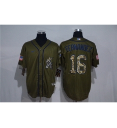 Marlins 16 Jose Fernandez Olive 2020 Nike Cool Base Jersey