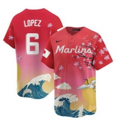 Men Miami Marlins 6 Otto Lopez Pink Japanese Heritage Night 2025 Limited Baseball Jersey