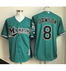 Men Miami Marlins 8 Andre Dawson Teal Throwback Stitched Baseball Jersey