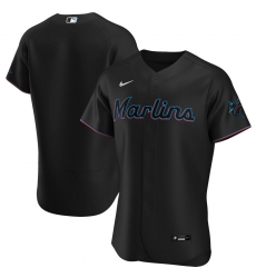 Men Miami Marlins Men Nike Black Alternate 2020 Flex Base MLB Jersey