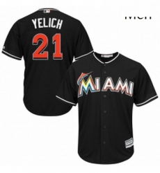 Mens Majestic Miami Marlins 21 Christian Yelich Replica Black Alternate 2 Cool Base MLB Jersey