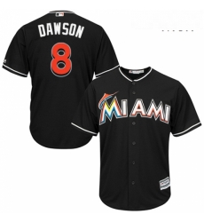 Mens Majestic Miami Marlins 8 Andre Dawson Replica Black Alternate 2 Cool Base MLB Jersey