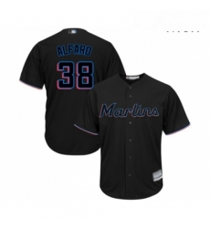 Mens Miami Marlins 38 Jorge Alfaro Replica Black Alternate 2 Cool Base Baseball Jersey 