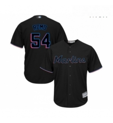 Mens Miami Marlins 54 Sergio Romo Replica Black Alternate 2 Cool Base Baseball Jersey 