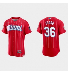 Miami Marlins 36 Dylan Floro Men Nike 2021 City Connect Authentic MLB Jersey Red