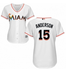 Womens Majestic Miami Marlins 15 Brian Anderson Authentic White Home Cool Base MLB Jersey 