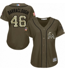 Womens Majestic Miami Marlins 46 Kyle Barraclough Authentic Green Salute to Service MLB Jersey 