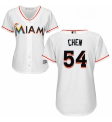 Womens Majestic Miami Marlins 54 Wei Yin Chen Replica White Home Cool Base MLB Jersey