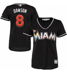 Womens Majestic Miami Marlins 8 Andre Dawson Authentic Black Alternate 2 Cool Base MLB Jersey