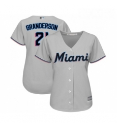 Womens Miami Marlins 21 Curtis Granderson Replica Grey Road Cool Base Baseball Jersey 