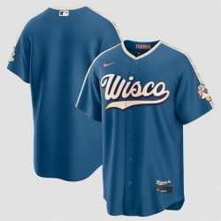 Men Milwaukee Brewers Blank Mineral Blue 2026 City Connect Stadium Stitched Baseball Jersey