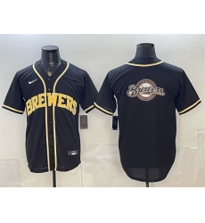 Men Milwaukee Brewers Team Big Logo 2026 Fashion Replica Black Out Stitched Baseball Jersey