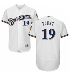 Mens Majestic Milwaukee Brewers 19 Robin Yount White Alternate Flex Base Authentic Collection MLB Jersey