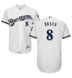 Mens Majestic Milwaukee Brewers 8 Ryan Braun White Alternate Flex Base Authentic Collection MLB Jersey