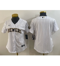 Women Milwaukee Brewers Blank White Cool Base Stitched Jersey Run Small Women Milwaukee Brewers Blank White Cool Base Stitched Jersey Run Small