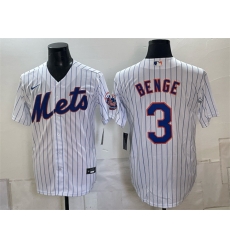 Men New York Mets 3 Carson Benge White Cool Base Stitched Baseball Jersey Men New York Mets 3 Carson Benge White Cool Base Stitched Baseball Jersey