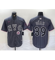 Men New York Mets 39 Edwin D EDaz Graphite 2024 City Connect Limited Stitched Baseball Jersey 9