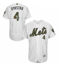 Mens Majestic New York Mets 4 Lenny Dykstra Authentic White 2016 Memorial Day Fashion Flex Base MLB Jersey 