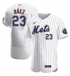 Men's New York Mets #23 Javier Baez White Anthentic Nike Jersey