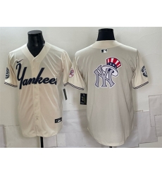 Men New York Yankees Team Big Logo Cream Limited Stitched Baseball Jersey 002