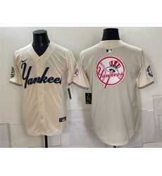 Men New York Yankees Team Big Logo Cream Limited Stitched Baseball Jerseys 001