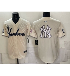 Men New York Yankees Team Big Logo Cream Limited Stitched Baseball Jerseys