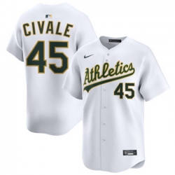 Men Athletics Nike Home Limited Custom Jersey White Civale Aaron 45