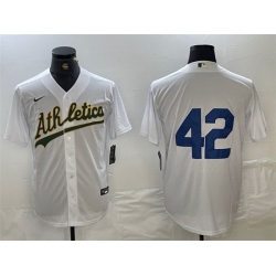 Men Oakland Athletics 42 Jackie Robinson White Cool Base Stitched Jersey