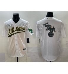 Men Oakland Athletics Team Big Logo White Stitched Baseball Jersey 1