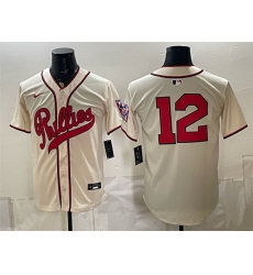Men Philadelphia Phillies  12 Kyle Schwarber Cream 2026 Field of Dreams Stadium Stitched Baseball Jersey