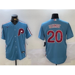 Men Philadelphia Phillies 20 Mike Schmidt Blue Cool Base Stitched Jersey