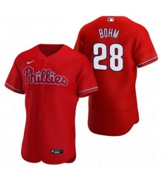 Men Philadelphia Phillies 28 Alec Bohm Red Alternate Jersey