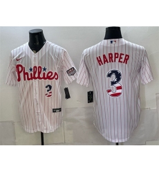 Men Philadelphia Phillies  3 Bryce Harper White USA 250 Fourth of July Home Stitched Baseball Jersey