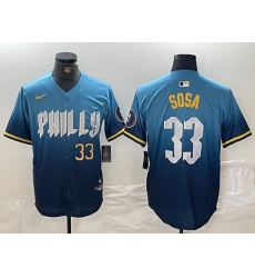 Men Philadelphia Phillies 33 Edmundo Sosa Blue 2024 City Connect Limited Stitched Jersey 3