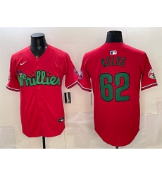 Men Philadelphia Phillies  62 Jason Kelce Red Phanatic Limited Stitched Jersey