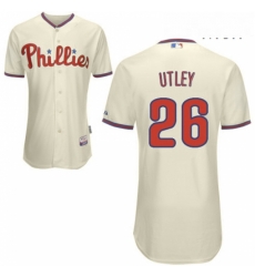 Mens Majestic Philadelphia Phillies 26 Chase Utley Replica Cream Alternate Cool Base MLB Jersey