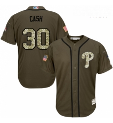 Mens Majestic Philadelphia Phillies 30 Dave Cash Authentic Green Salute to Service MLB Jersey